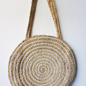Handmade Jute Cotton Vintage Braided Shoulder Bag Brown White Gifts self gifts Boho Designs Handwoven Indian Handicraft