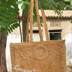 Hand Made women Jute tote, shopping bag And personalized bag Woven Hand made Bag & purses for Hand Woven Bags Vintage Bag Laundry basket