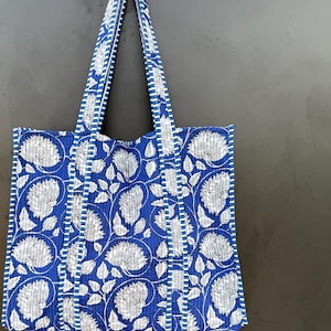 Cotton Tote Bag Eco Friendly Sustainable Sturdy Grocery Shopping Tote Bag Handmade Boho Bag Quilted Tote Bag Market Bag