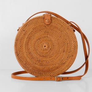 Original Round Rattan Bag - Handmade Summer Bag - Women Straw Bag - Gift For Her - Crossbody Beach Bag - Bali Purse - Handwoven Boho Bag