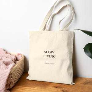 Eco-friendly Tote Bag - Reusable Slow Living Bag, Sustainable Beach Tote, Canvas Tote Bag, Gift for Him, Clean Design Tote, Eco-Friendly