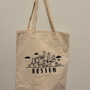Boston Skyline Tote Bag – Reusable Cotton Canvas Bag, Eco-Friendly City Souvenir, Minimalist Boston Gift, Travel Tote